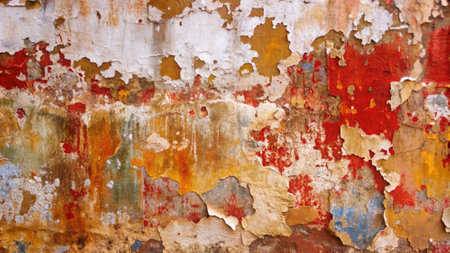 Old wall with peeling paint. Abstract background and texture for design.の写真素材