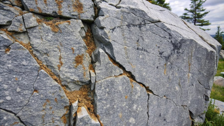 Rock texture. Close-up of a large stone in the mountains.