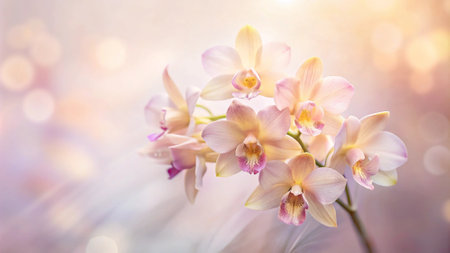 Close up of beautiful orchid flower with bokeh background.の写真素材