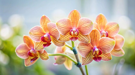 Beautiful orchid flowers in the garden, Phalaenopsisの写真素材