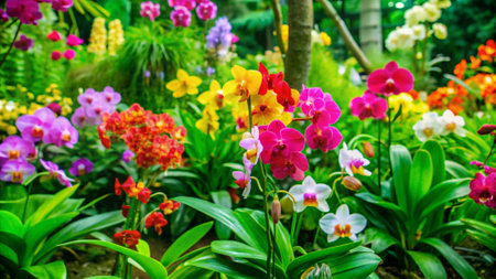 colorful orchids in the garden, beautiful photo digital pictureの写真素材