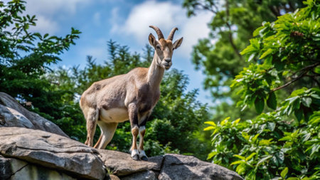 Barbary sheep (Capra ibex) in the zooの写真素材