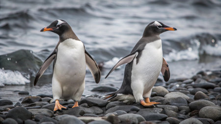 Gentoo penguins in the Beagle Channel, Patagonia, Argentina