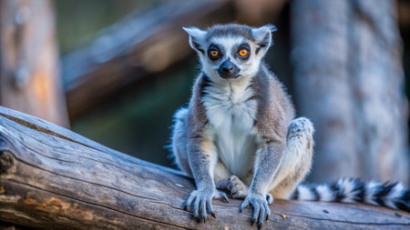 Ring-tailed lemur (Lemur catta) sitting on a branch
