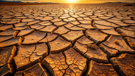 Dry and cracked earth in the desert, Global warming concept.