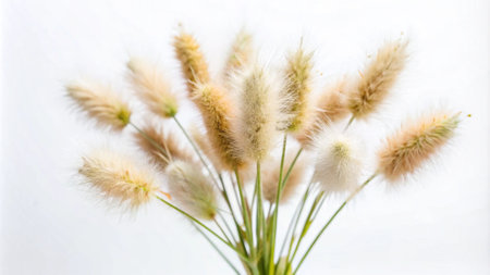 Bouquet of grass flowers isolated on white background. Selective focus.の写真素材