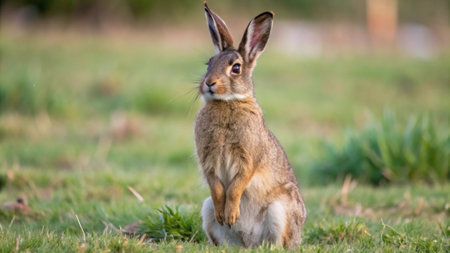 Close up of a brown hare (Lepus europaeus)の写真素材