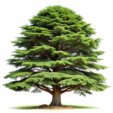 Big pine tree isolated on white background. 3D illustration. Studio.