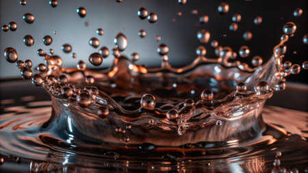 splashes and patterns on the surface of water after a drop of waterの写真素材