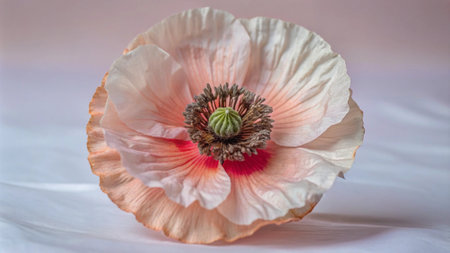 poppy on a white background, close-up of a flowerの写真素材