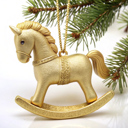 Christmas decoration on a white background. New Year's toy horse.の写真素材