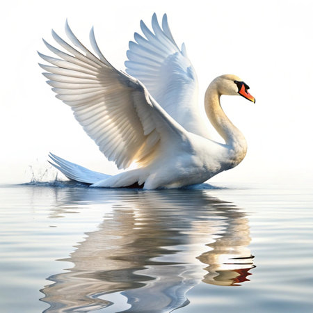 Mute swan (Cygnus olor) on water surfaceの写真素材