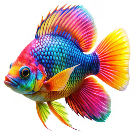 Beautiful fish isolated on a white background. Fish in the aquariumの写真素材