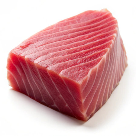 Tuna sashimi isolated on white background. Top view.の写真素材