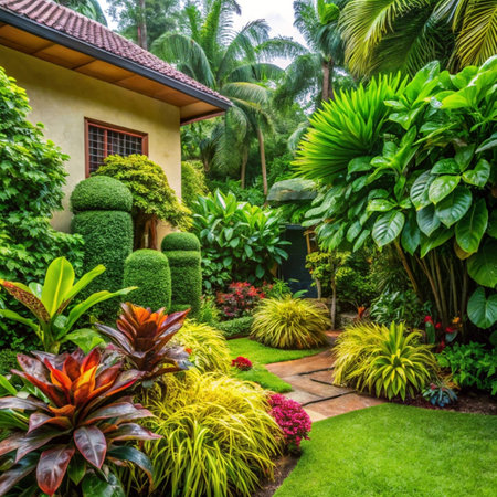 Beautiful landscaping in the garden. Beautiful landscaping in the garden.の写真素材