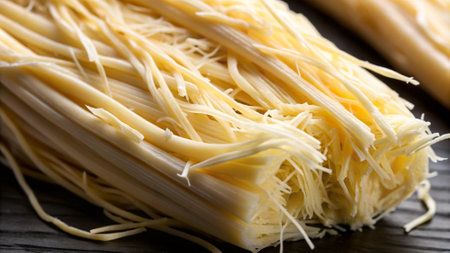 close up of a grated asparagus on a black background