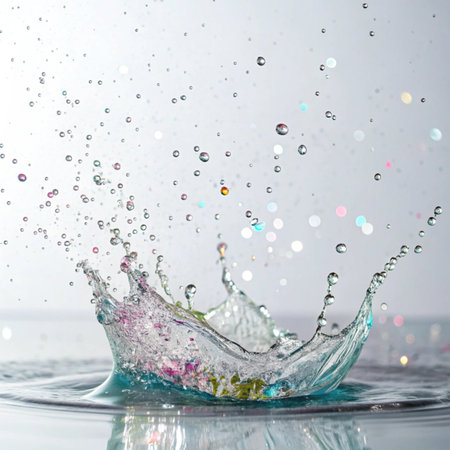 splashes of water on a white background. close-up.の写真素材