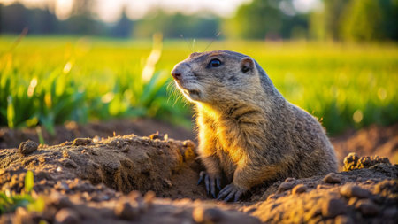 European ground squirrel (Spermophilus citellus) in a field