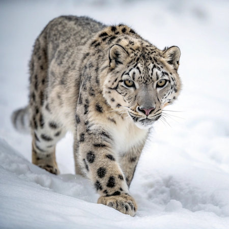 Snow leopard (Panthera uncia) in the snowの写真素材