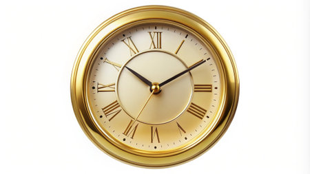 Golden clock isolated on a white background. 3d render image.の写真素材