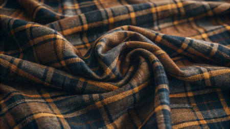 Texture, background, pattern. The fabric is checkered. Scottish tartan is a weave that usually has a glossy surface and a dull back, Satin weave is characterized by four or more filler or weft threadsの写真素材