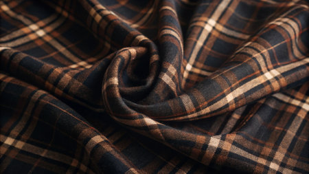 Texture, background, pattern. The fabric is checkered brown. Scottish tartan. Woolen fabric....
