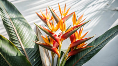 Bird of paradise flower or Heliconia in the garden, Thailand.の写真素材