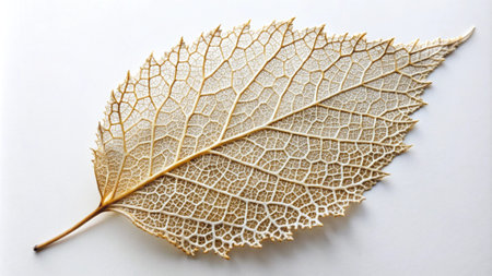 Dry leaf on white background, closeup. Autumn concept.の写真素材