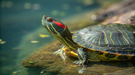 Red-eared slider (Trachemys scripta elegans)の写真素材