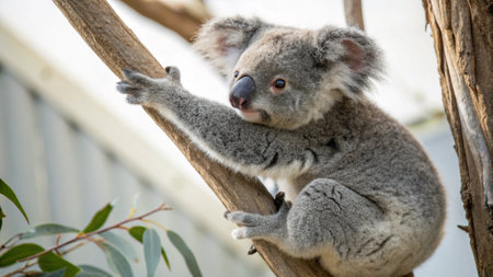 Koala bear on eucalyptus tree, Australia.の写真素材