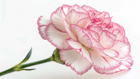 pink and white carnation isolated on white background, close upの写真素材