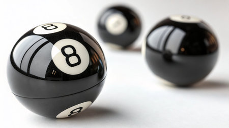 Billiard balls on white background, closeup. Billiard balls