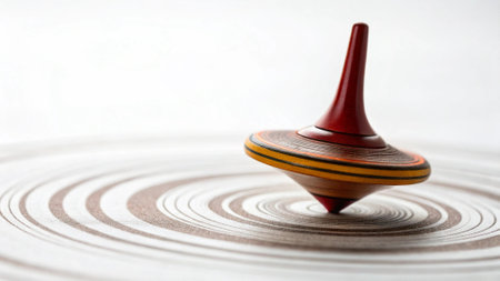 Wooden toy on the background of a circle of concentric circles