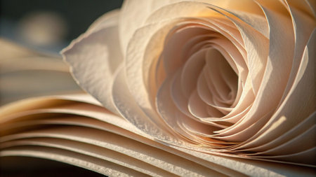 Close up of the pages of a book with a white rose.の写真素材