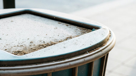 Close up of a trash can on the street. Selective focus.の写真素材