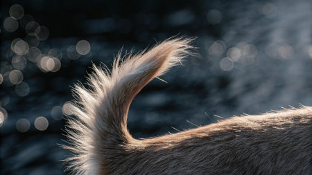 Close-up of a dog's back with bokeh backgroundの写真素材