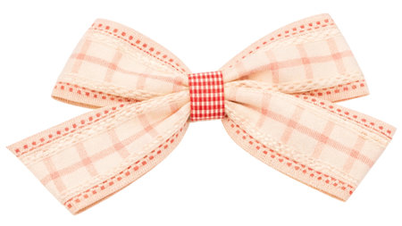 close up of a ribbon bow on white background with clipping path.の写真素材