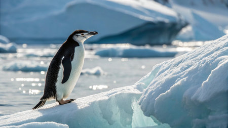 Gentoo penguin (Pygoscelis papua) on the ice floe