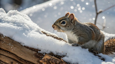 Eastern Gray Squirrel - Sciurus carolinensis - in the snowの写真素材