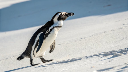 African penguin (Spheniscus demersus) walkingの写真素材