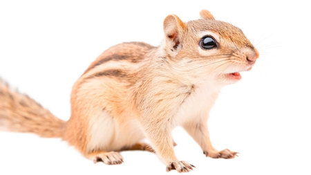Cute chipmunk isolated on white background. Small rodent.の写真素材