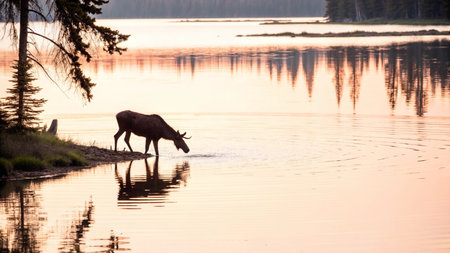 Red deer in Yellowstone National Park, Wyoming, United States of Americaの写真素材