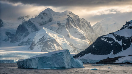 Antarctic landscape with icebergs and mountains, Antarctic Peninsula, Antarctica