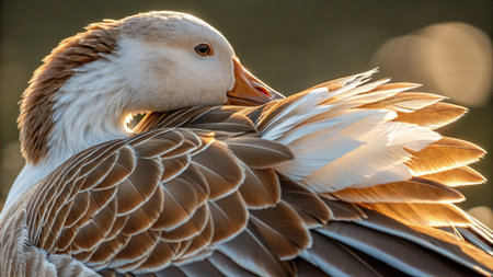 Portrait of a Greylag Goose (Anser anser)の写真素材