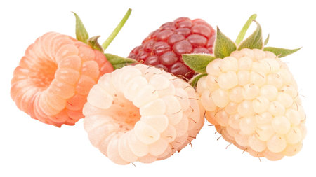 raspberries isolated on white background closeup. studio shot.の写真素材