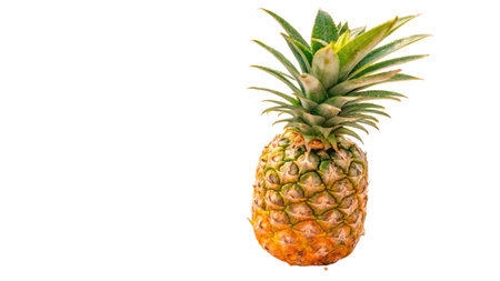 Pineapple fruit over white background with copy space for your textの写真素材