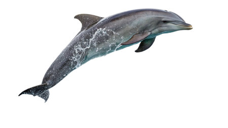 Dolphin isolated on white background. Clipping path included for easy extraction.の写真素材
