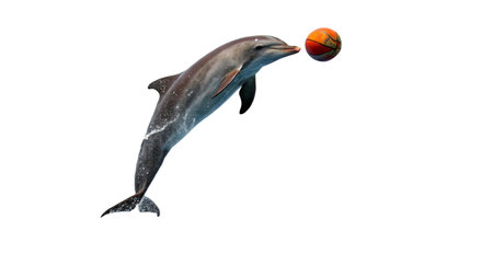 dolphin with ball isolated on a white background. 3d renderの写真素材