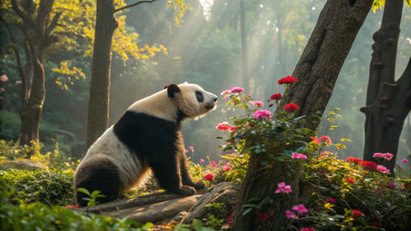 Giant panda in Chengdu, Sichuan Province, Chinaの写真素材