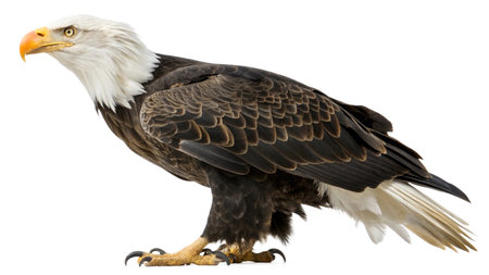 Bald Eagle, Haliaeetus leucocephalus, in front of a white backgroundの写真素材